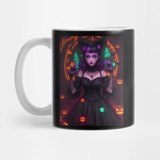 Halloween Spooky Neon Black Magic Witch Mug